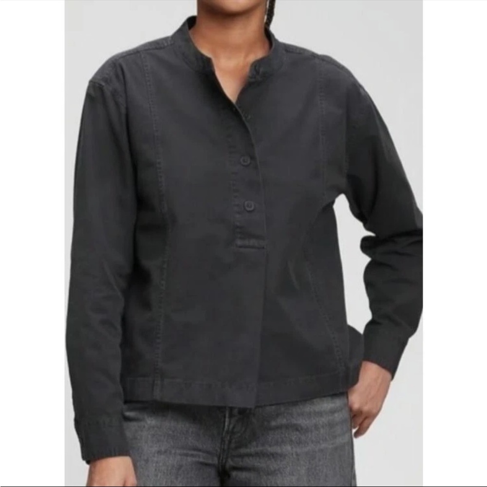 GAP Camisa Pullover Henley 1/2 Button Down Shirt Womens Sz L